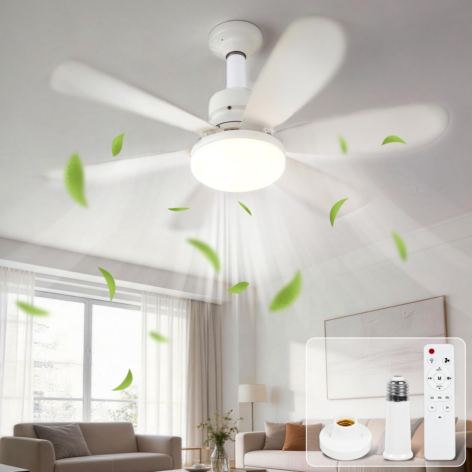 Ventilateur de Plafond Lumineux à Douille avec Télécommande 80w - الصورة 2