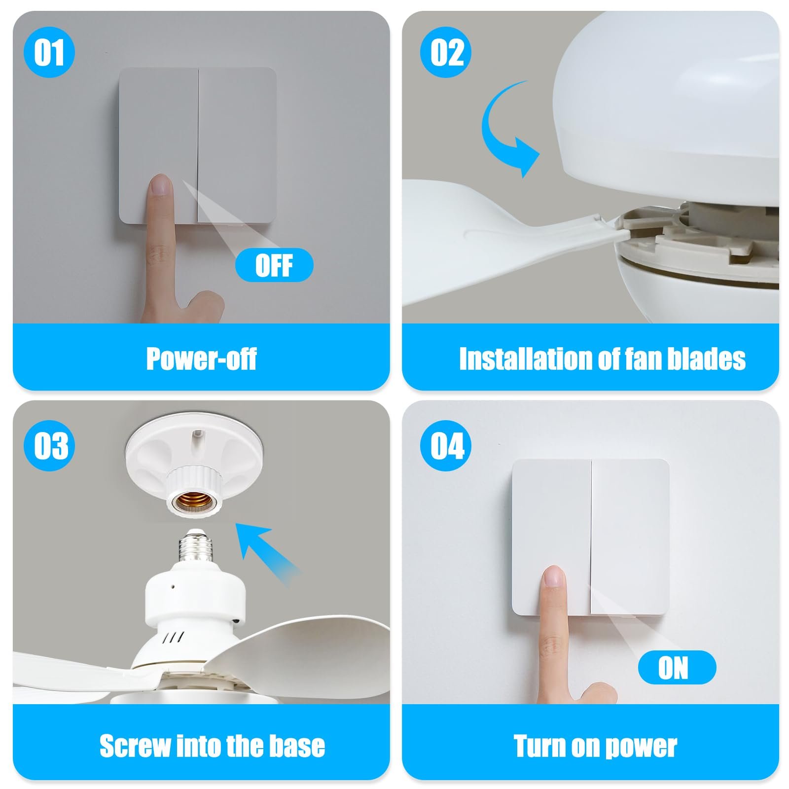 Ventilateur de Plafond Lumineux à Douille avec Télécommande 80w - الصورة 6