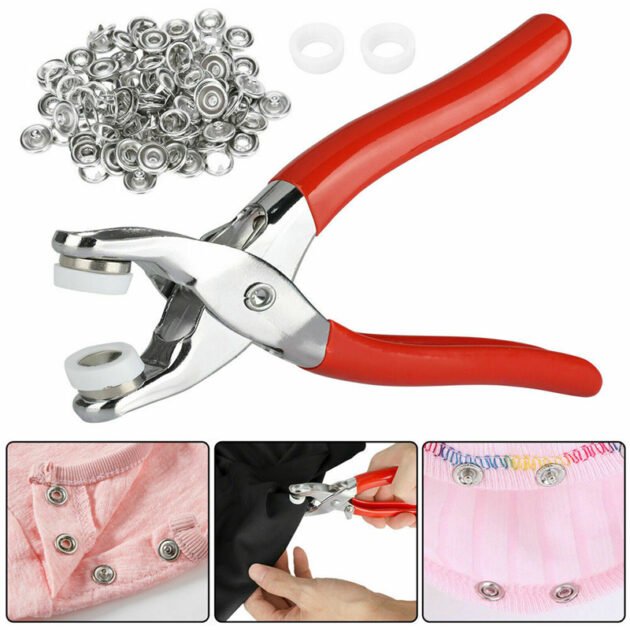 Pince à boutons-pression en métal avec pince à clip