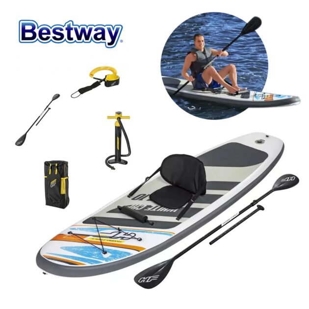 Hydro-Force White Cap Paddle gonflable Avec Pompe À Main Et Sac À Dos Bestway-65342