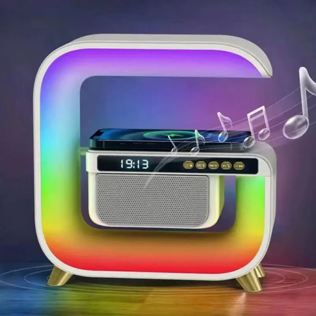 Réveil intelligente RGB type Big G Wireless Charger / Speaker Bluetooth 5.0 - منبه ذكي و شاحن لاسلكي ومكبر صوت بلوتوث XM-G3