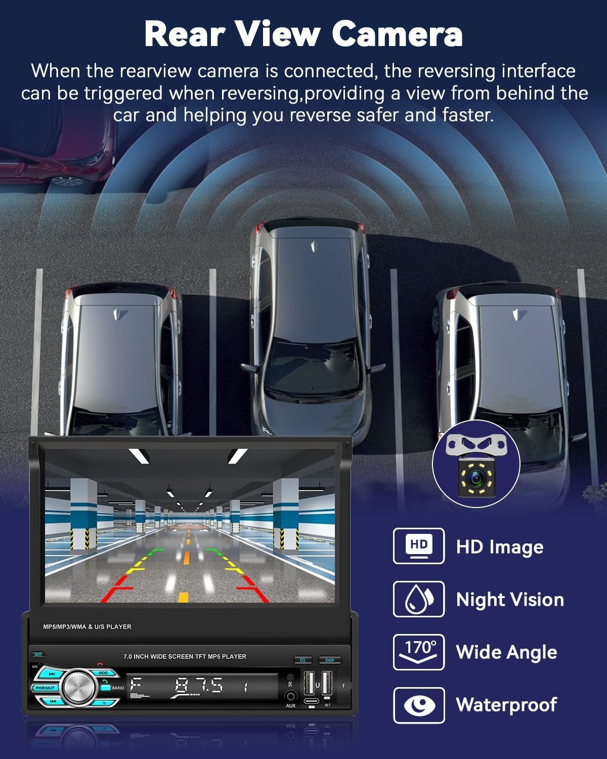 Autoradio Rétractable Tactile 7 Pouces Wireless CarPlay Android Auto 32+2GB - راديو السيارة الذكي بنظام أندرويد وشاشة 7 بوصة قابلة للطي