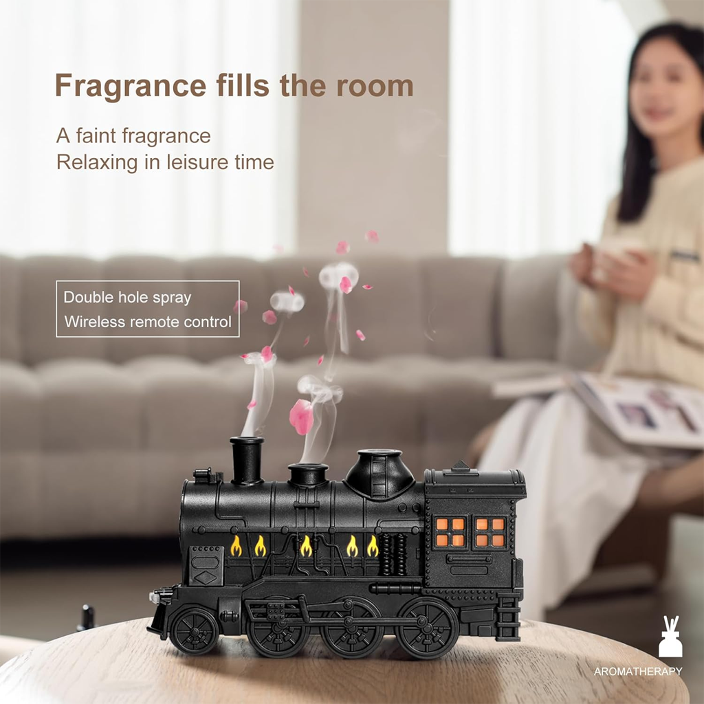 Diffuseur d'Huiles Essentielles en Forme de Train Humidificateur Ultrasonique - موزع روائح بتصميم القطار سعة 300 مل