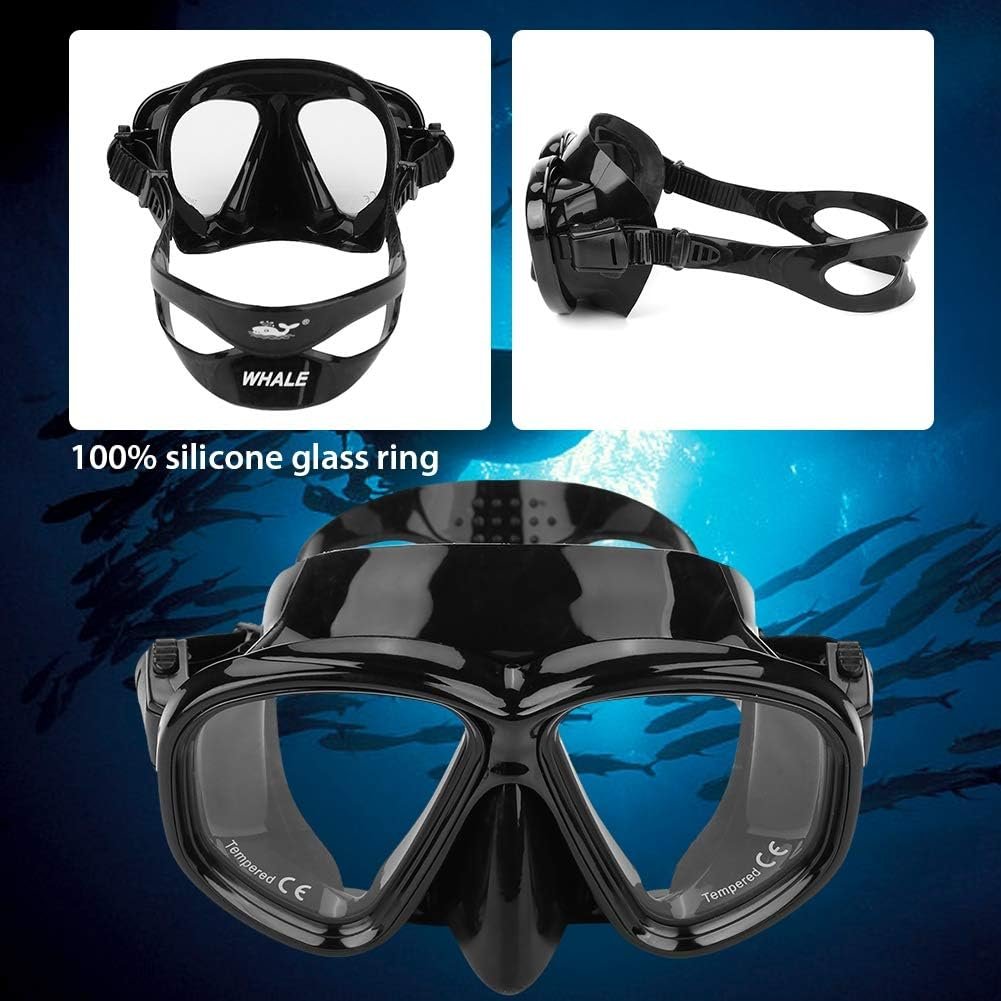 Kit de Snorkeling Masque en Verre Trempé Anti-Fuite et Tuba Flexible Grand Diamètre - طقم قناع الغوص أنبوب تنفس مرن