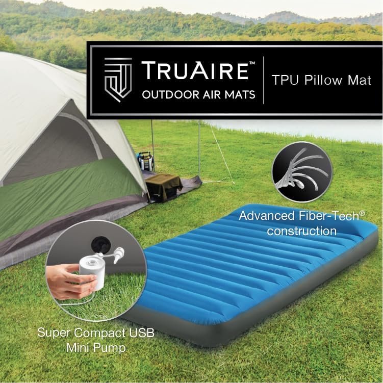 Matelas de Camping Intex TruAire Twin Technologie Fiber-Tech avec Pompe USB150 - فرشة التخييم الهوائية الفاخرة مع مضخة ومسند رأس