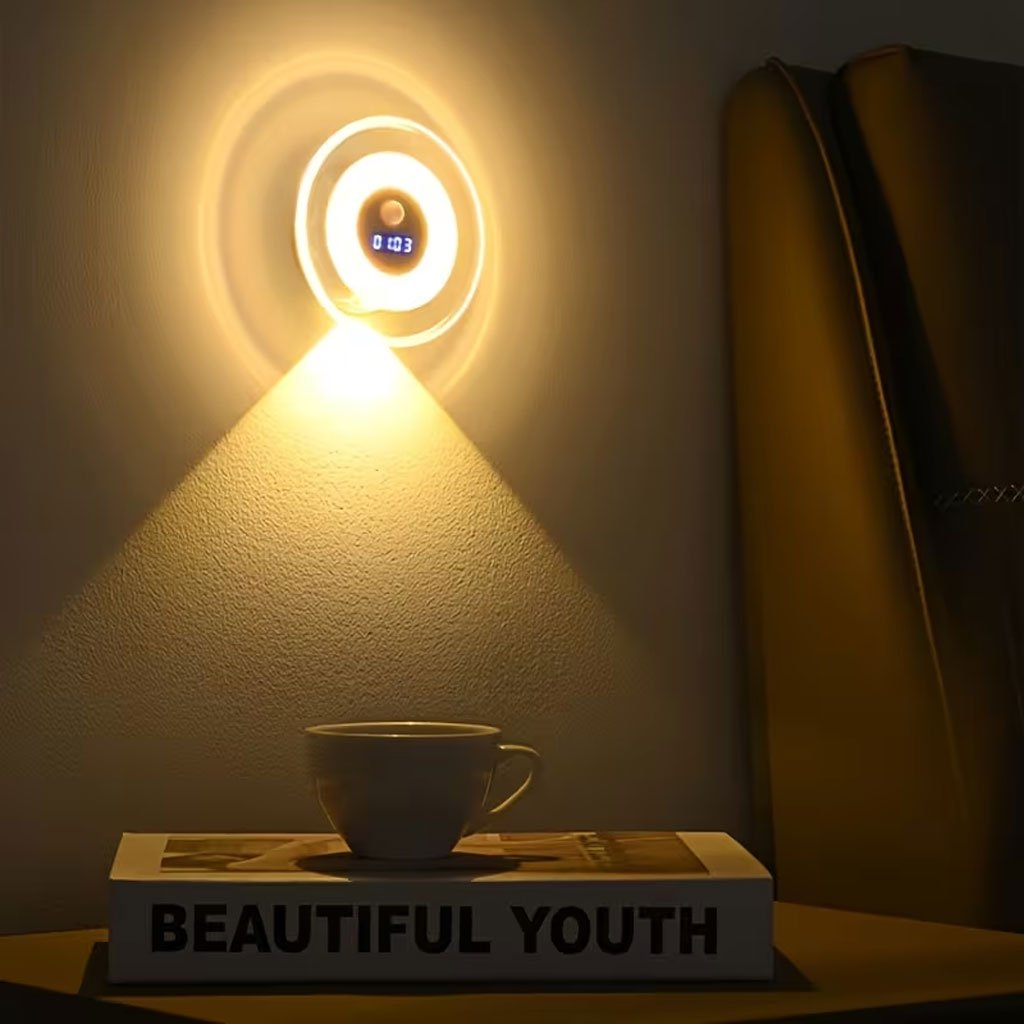 Applique Murale LED Intelligente Avec Capteur de Mouvement Écran Horloge Numérique - مصباح الحائط الذكي بمستشعر حركة وشاشة رقمية لعرض الوقت