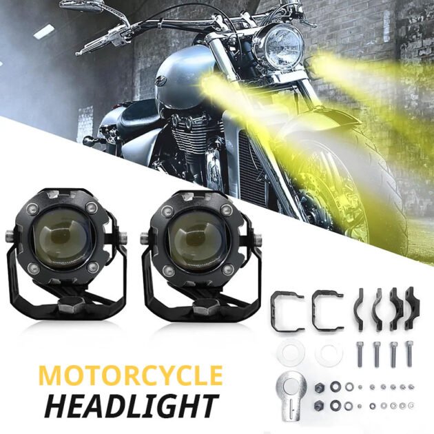 Pack Projecteur de moto Super Lumineux Double Couleur 3800K-6500K - حزمة المصابيح الأمامية للدراجات النارية ذات اللون المزدوج فائقة السطوع