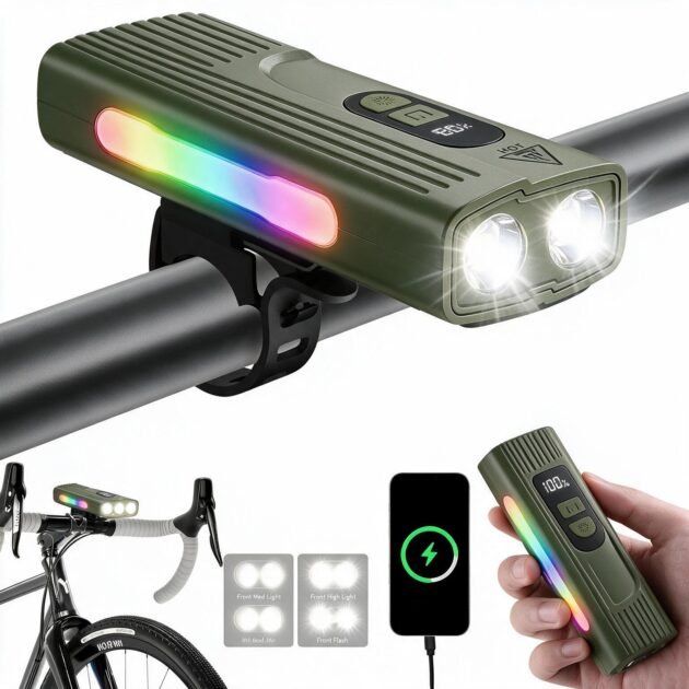 Lampe de Vélo Rechargeable Z-838 Multi-Fonction - Éclairage LED Puissant Lumière Latérale RGB - مصباح دراجة متعدد الوظائف مع إضاءة جانبية ملونة ومغناطيس قوي