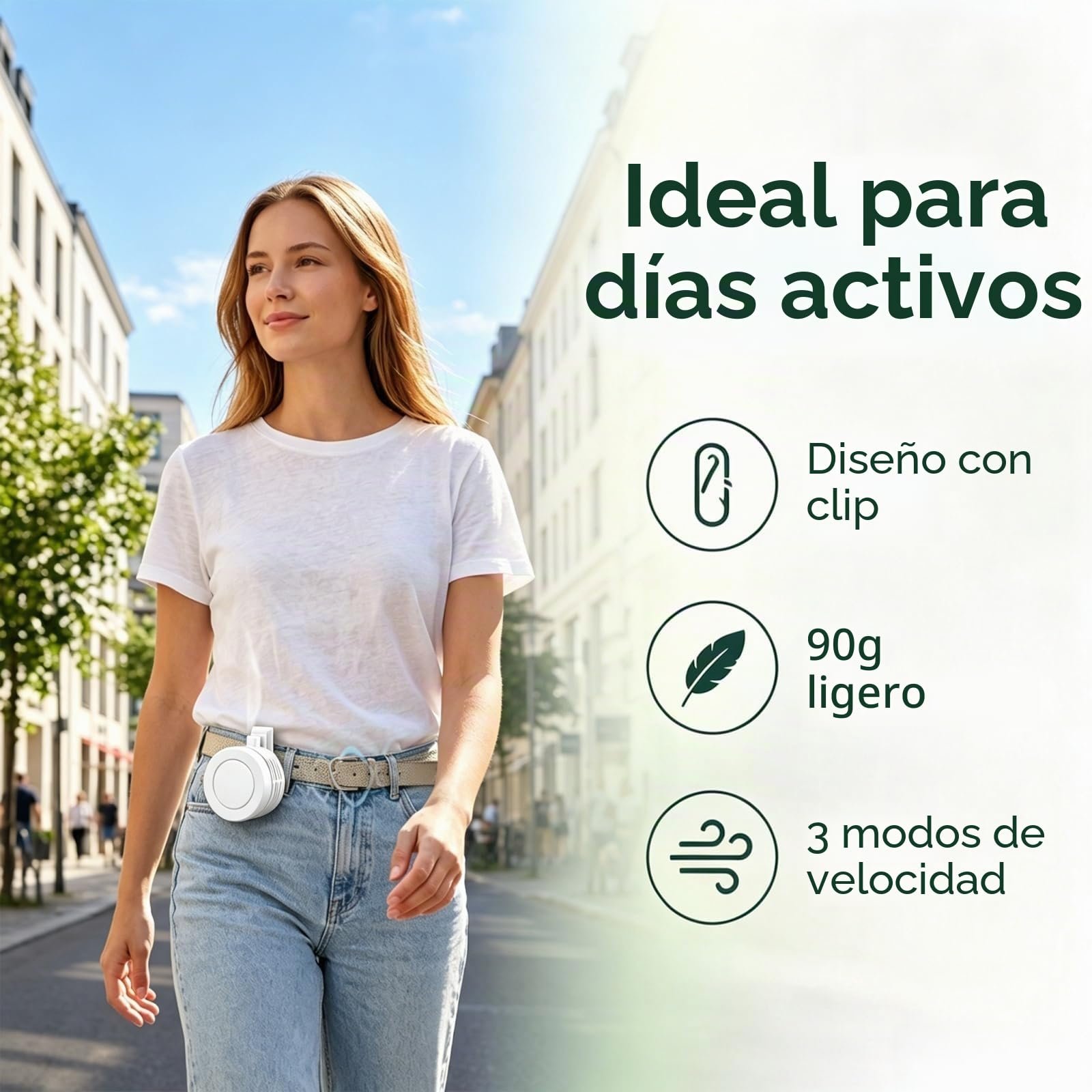 Mini Ventilateur Rechargeable USB-C Clip Orientable 360° avec 3 Vitesses - مروحة حزام صغيرة محمولة وبدون شفرات مع مشبك دوار