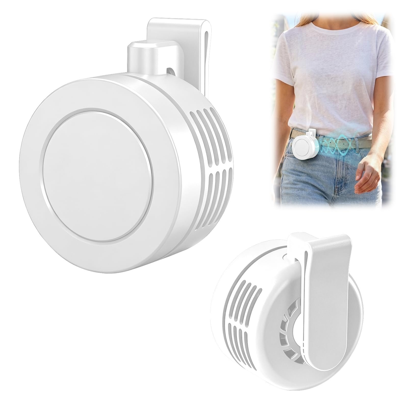 Mini Ventilateur Rechargeable USB-C Clip Orientable 360° avec 3 Vitesses - مروحة حزام صغيرة محمولة وبدون شفرات مع مشبك دوار