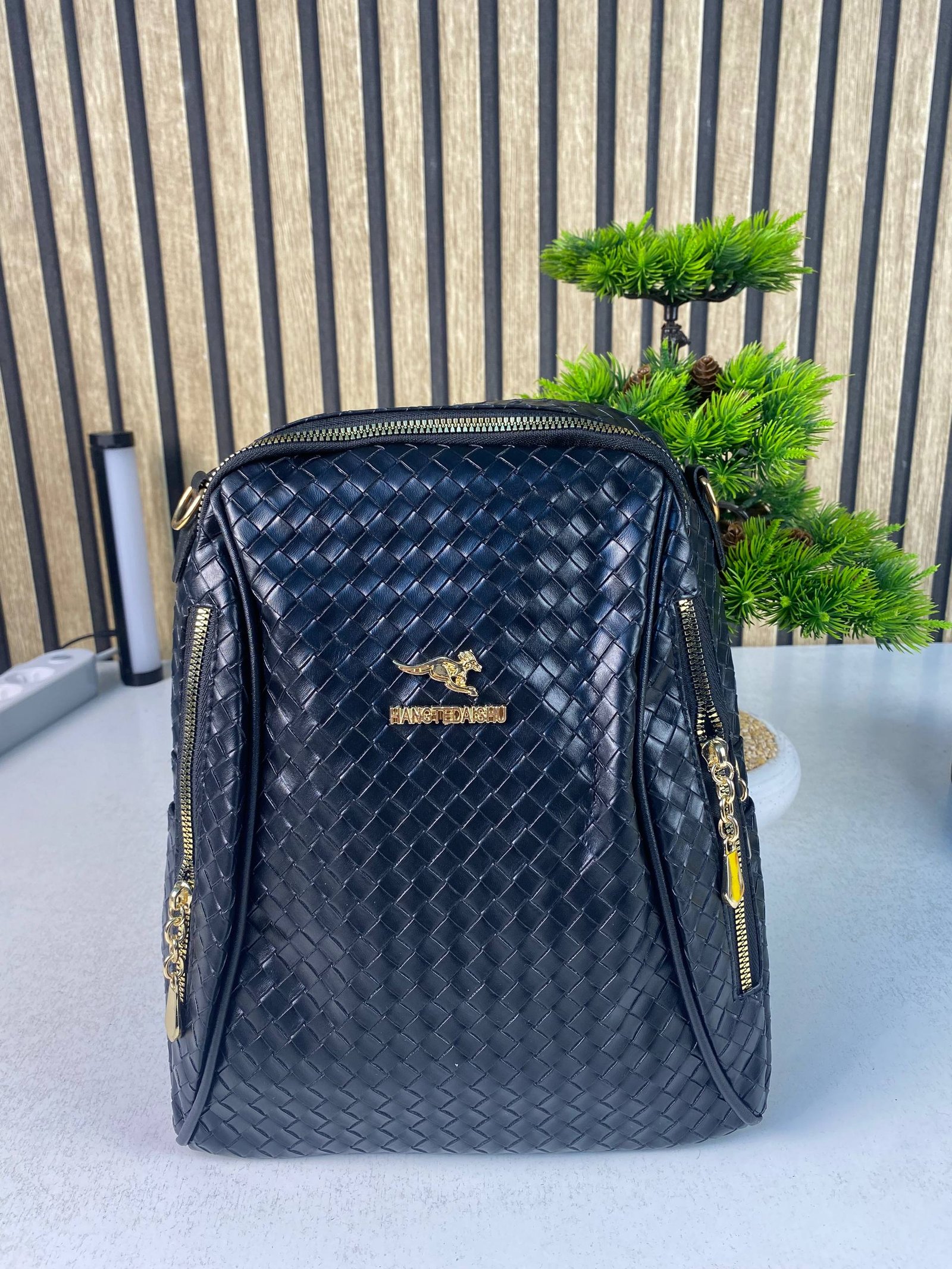 Sac à Dos Femme en Cuir Tressé Élégant avec Ceinture D'Épaule Convertible - حقيبة ظهر جلدية للنساء بتصميم فاخر