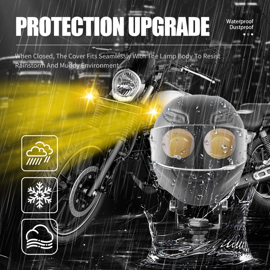 Projecteur LED Auxiliaire pour Moto et Scooter Double Couleur Blanc et Jaune Helmet Design 1Pcs - كشاف إضاءة لدراجات النارية بتصميم خوذة وإضاءة مزدوجة