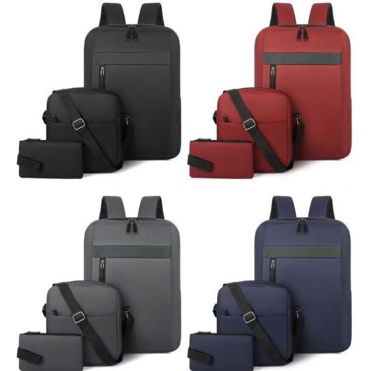 Ensemble 3 PCS sac a dos Élégant et Imperméable pour Homme Avec Port USB Noir Mat-02 - طقم حقائب رجالية أنيقة 3 في 1 مع منفذ شحن