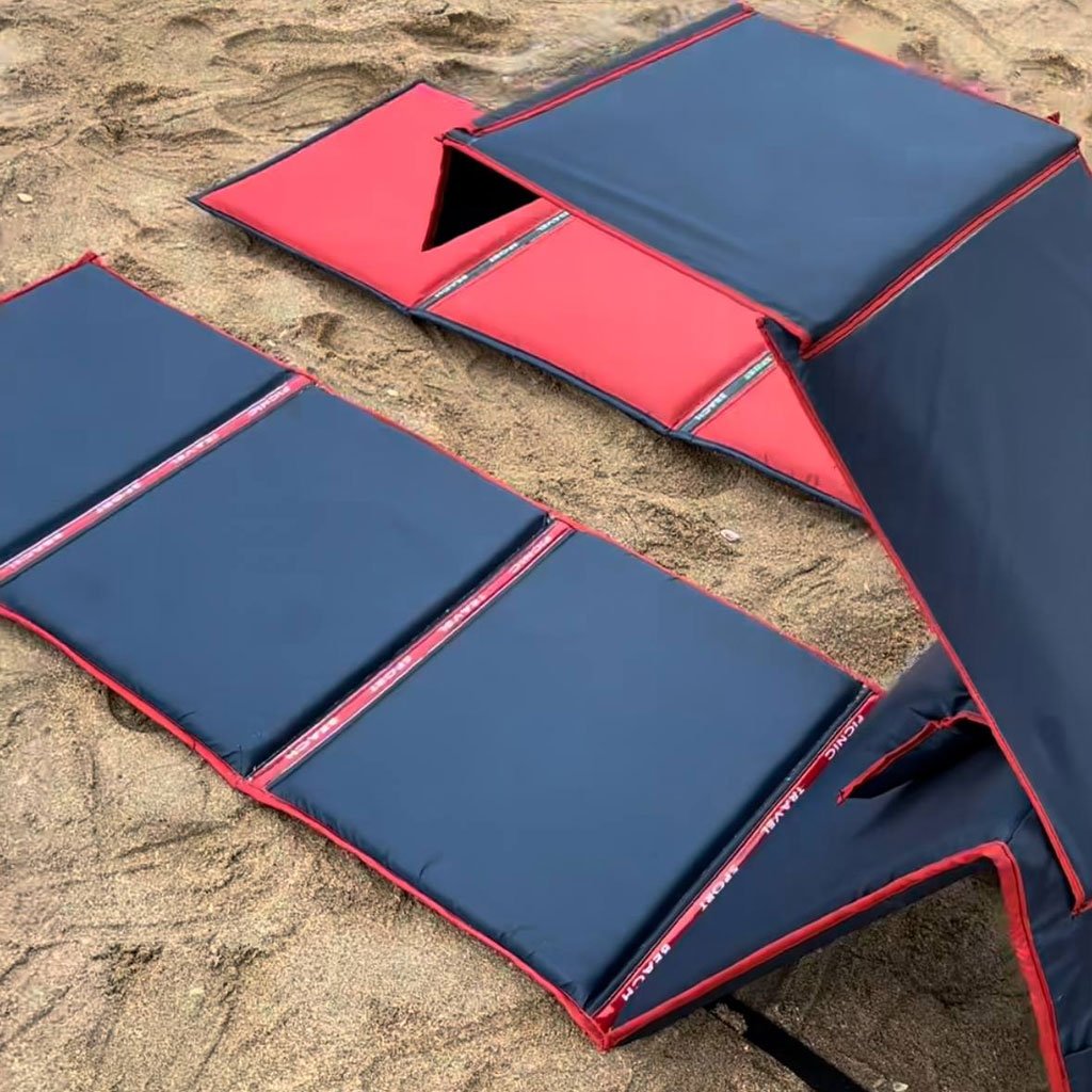 Chaise Longue de Plage Pliable avec Pare-Soleil et Oreiller Intégré - كرسي شاطئ قابل للطي مع مظلة شمسية ووسادة مدمجة