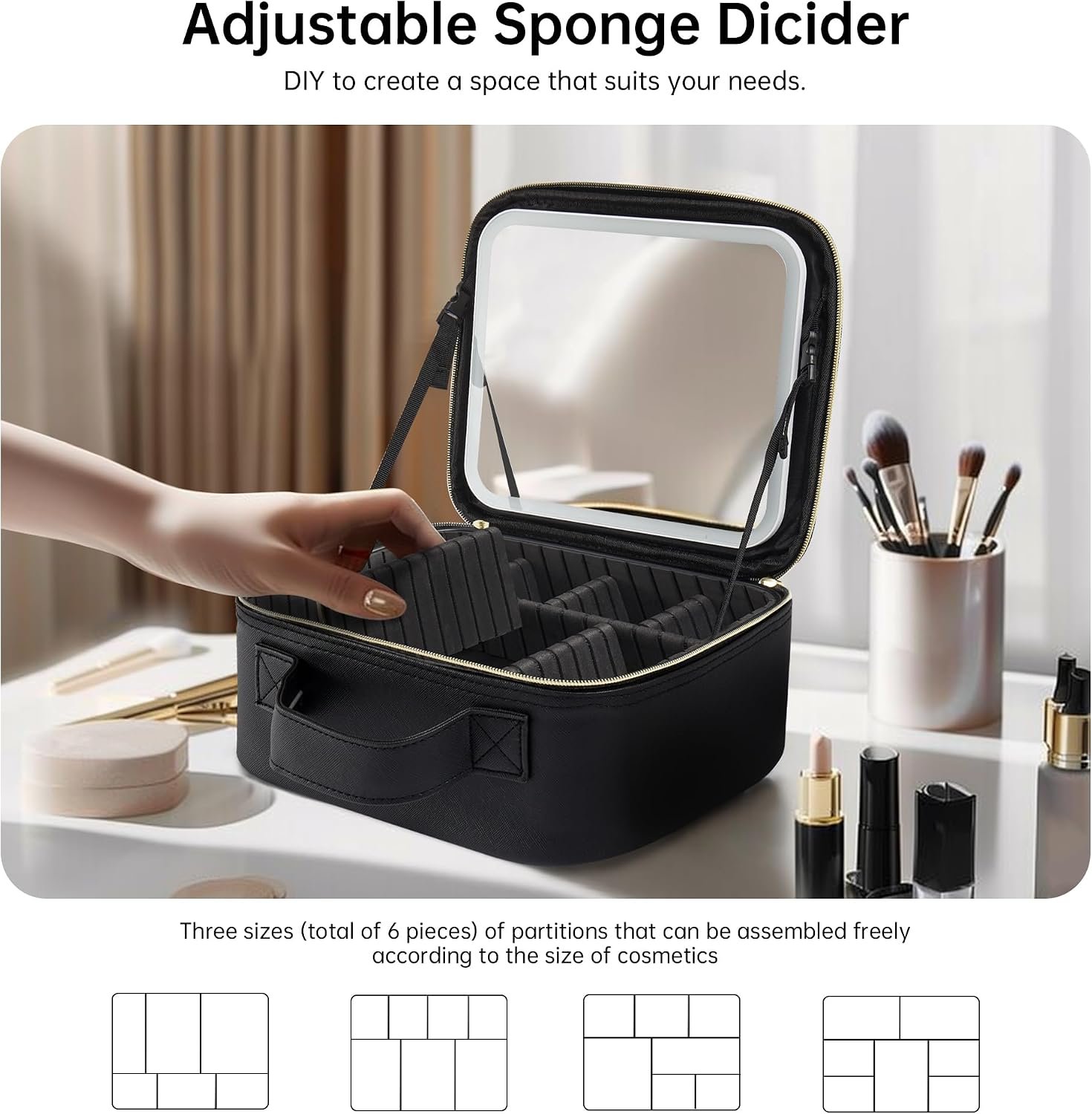 Trousse de Maquillage et Voyage avec Miroir LED Intégré 3 Modes de Lumière - حقيبة تنظيم المكياج والسفر مع مرآة مضيئة