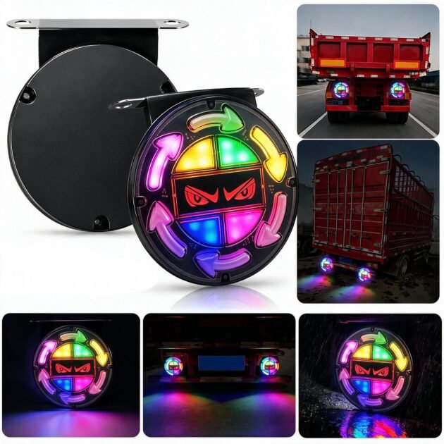 Feux Arrière LED RGB Séquentiels pour Camion 12V/24V 2 pcs Devile Eye - مصابيح خلفية تحذيرية للشاحنات ملونة (قطعتين)
