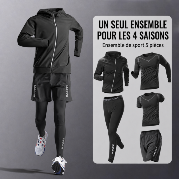 Ensemble de Sport Homme 5 Pièces Un Seul Ensemble Pour Les 4 Saison -بدلة رياضية رجالية متكاملة 5 قطع