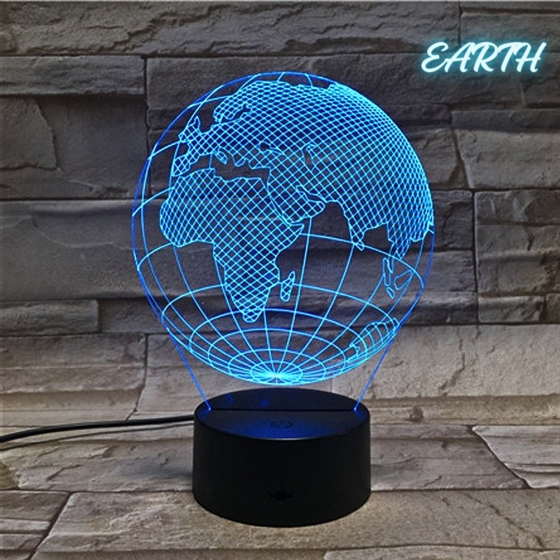 Lampe Veilleuse de bureau 3D 7 lumières changeantes de couleurs En Acrylique