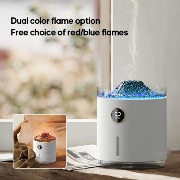 Diffuseur d'arôme de flamme à affichage numérique, brumisateur froid à ultrasons a 2 modes, 350ml, 1200mAh