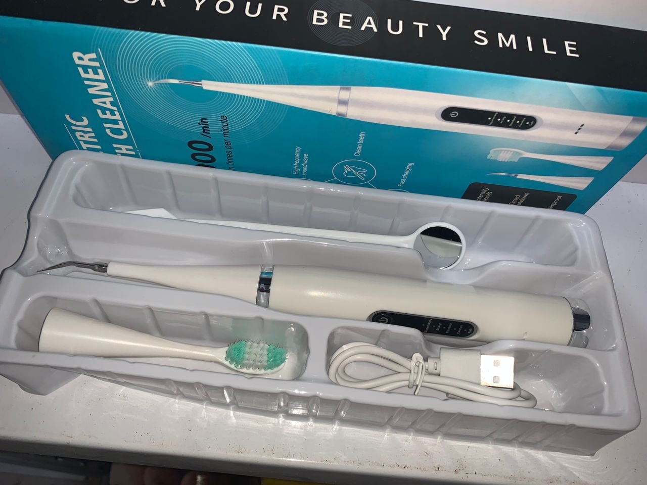 Détartreur dentaire et brosse à dents Électrique 5 Modes avec Miroir – قشارة الأسنان وفرشاة الأسنان الكهربائية 5 أوضاع مع مرآة