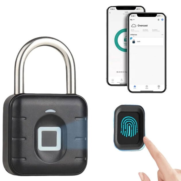 Cadenas à Empreintes Digitales étanche, Serrure Biométrique En Métal Sans Clé