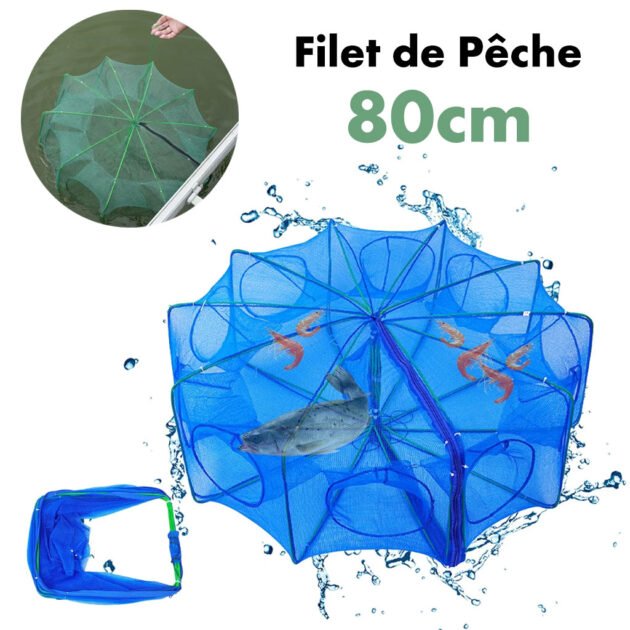 Piège de Pêche Poissons 8 Trous Facile a Installer 80cm