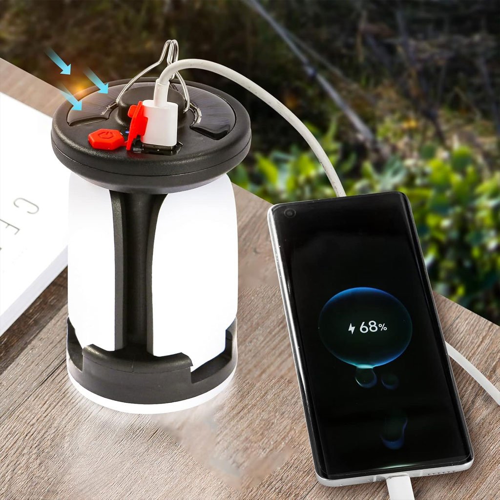 Lanterne de camping Rechargeable avec 6 modes d’éclairage, 60 LED