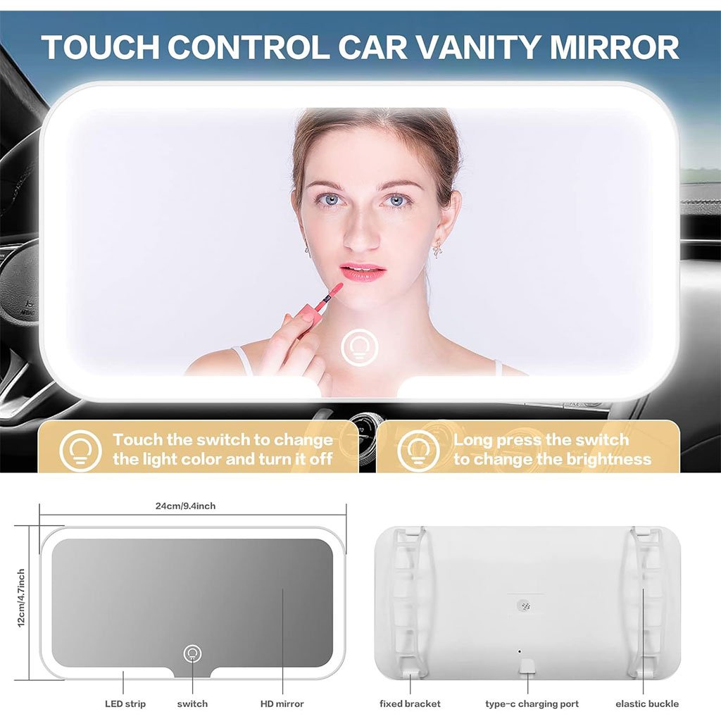 Miroir de Pare-Soleil de Voiture à 3 Températures de Couleur – مرآة تجميل في السيارة