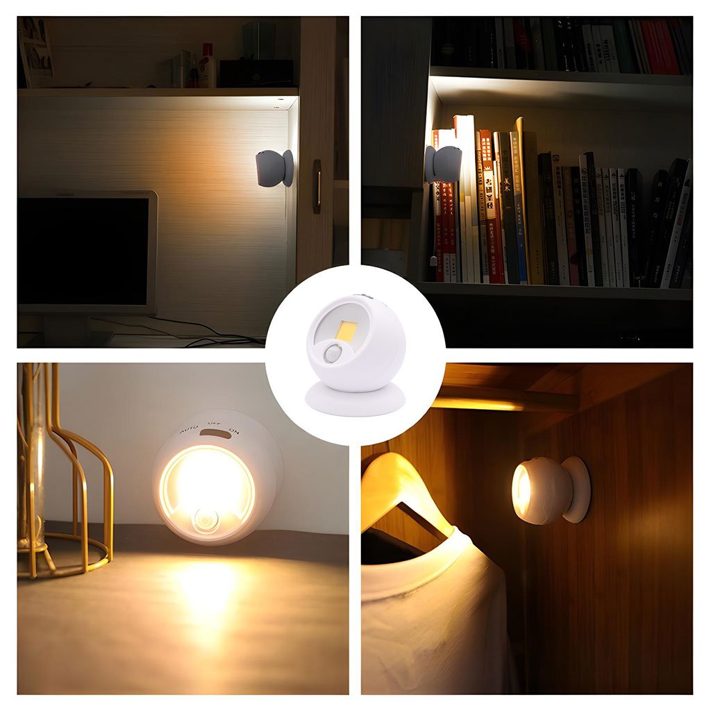Pack 2 Lampe COB à détecteur de mouvement portable à 360 °