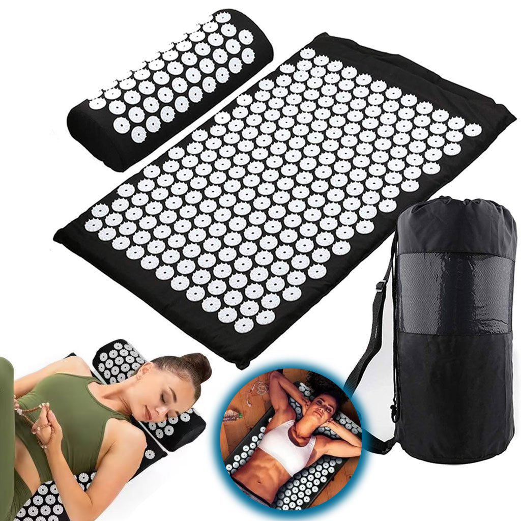Coussin et Tapis Massage en Polymère d’acupression avec Sac de Rangement – بساط تدليك مع وسادة وحقيبة متنقلة