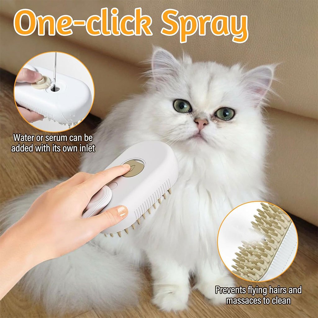 Brosse à vapeur pour chat autonettoyante 3en1 – فرشة تنظيف القطط