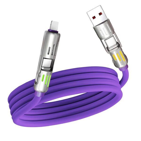 Câble de charge multifonction 4 en 1 USB C, A et Lightning 240W – كابل شحن متعدد الرؤوس