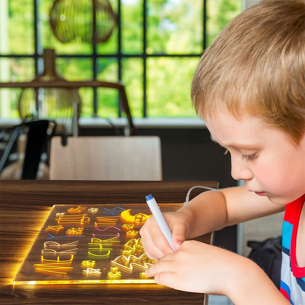 Tableau à Dessin LED coloré avec 4 stylos 30x20cm – لوحة مضيئة للرسم والتلوين
