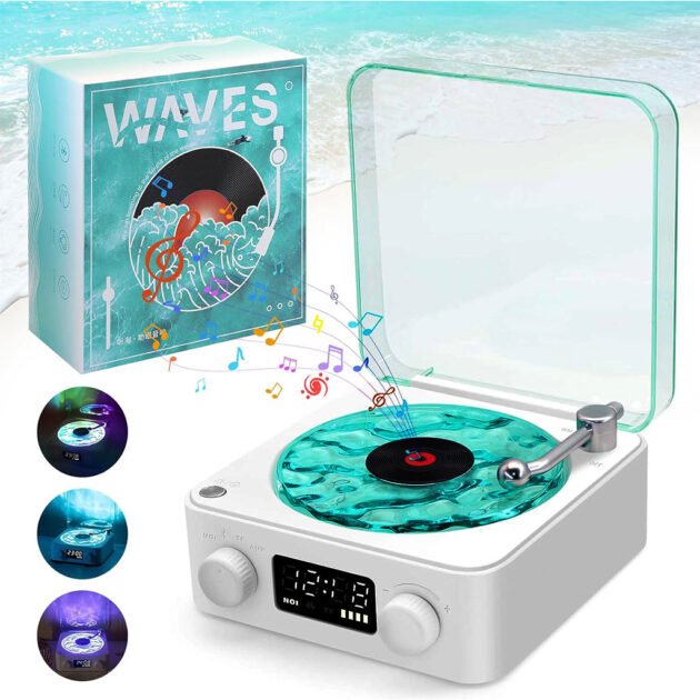 Lecteur Vinyle Sans Fil Bluetooth avec Effet Lumineux RVB – مكبر صوت بلوتوث