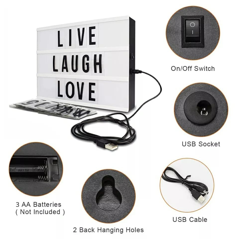 LED MESSAGE LIGHT BOX -Noir et Blanc
