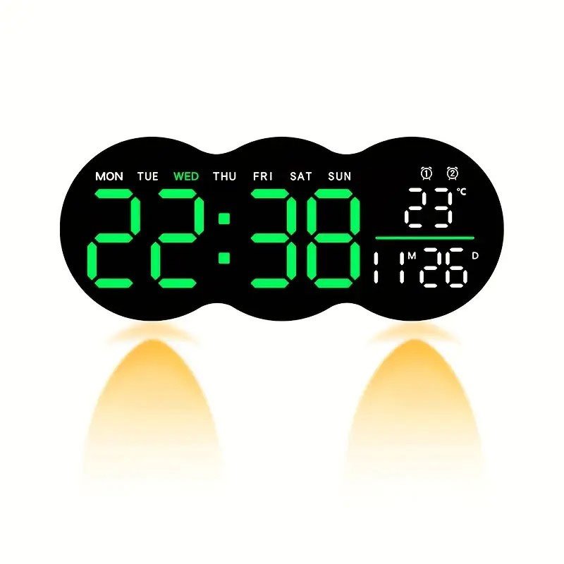 Horloge murale numérique à LED avec télécommande YX-2808 – ساعة حائط مع إضاءة مدمجة