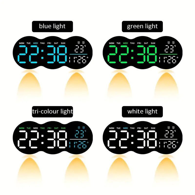 Horloge murale numérique à LED avec télécommande YX-2808 – ساعة حائط مع إضاءة مدمجة