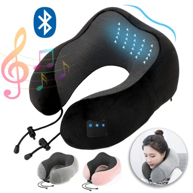 Oreiller de Cou Bluetooth en mousse à mémoire de forme avec haut-parleurs intégrés – وسادة مريحة بخاصية البلوتوث
