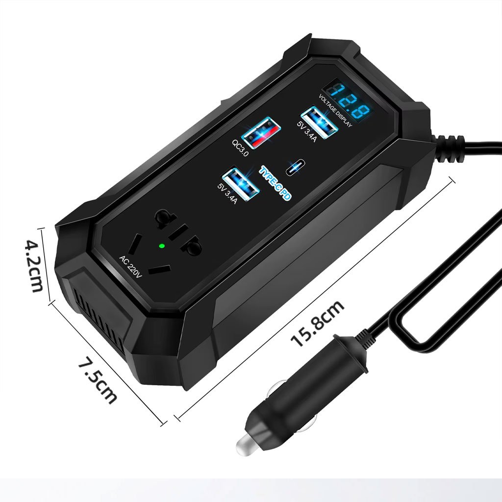 Inverter de voiture 12V 24V à 220V multiports super fast charge – محول التيار الكهربائي في السيارة