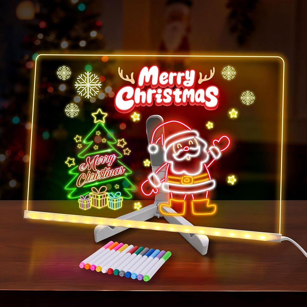 Tableau mémo LED lumineux avec stylo 7 couleurs et support – لوحة كتابة مضيئة للأطفال