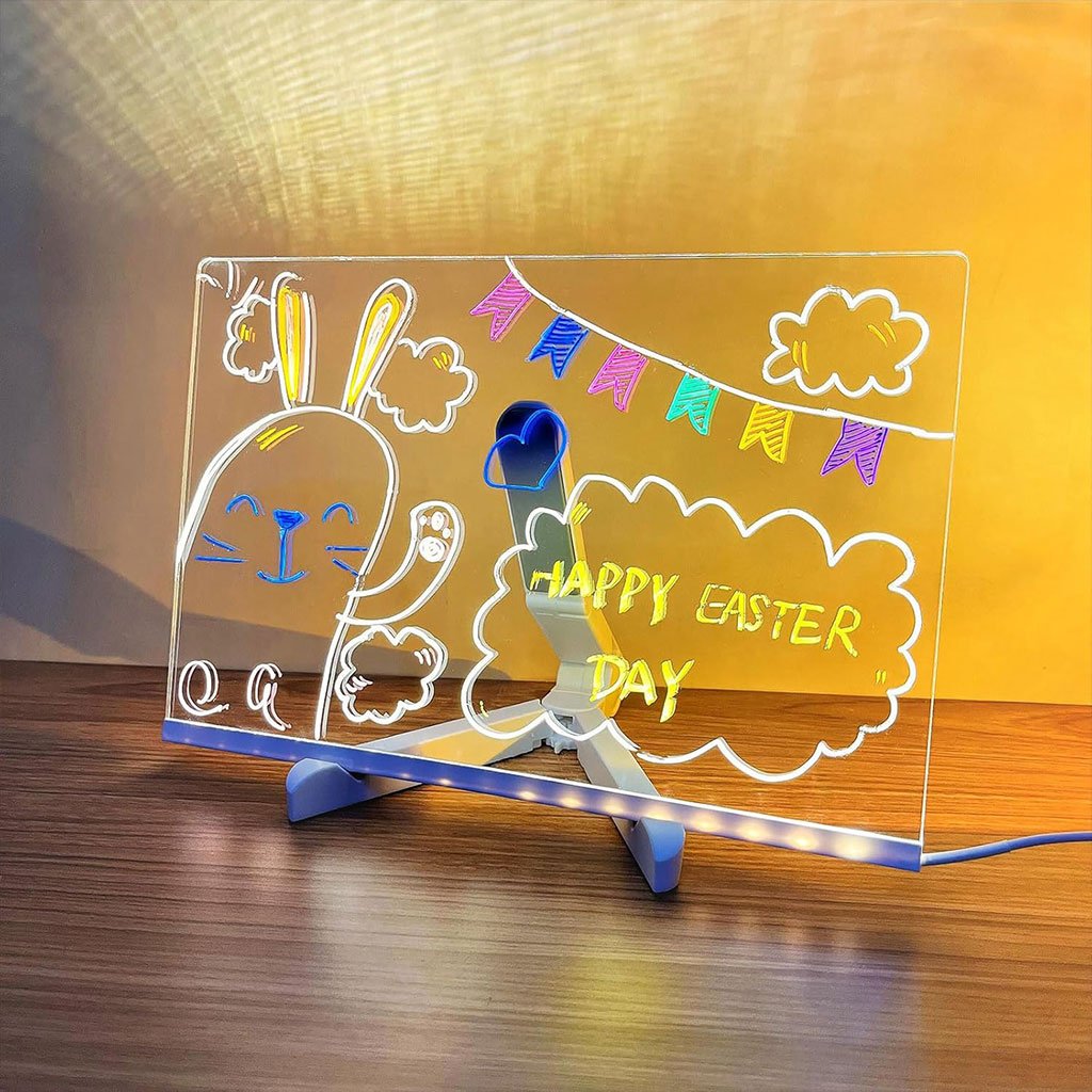 Tableau mémo LED lumineux avec stylo 7 couleurs et support – لوحة كتابة مضيئة للأطفال