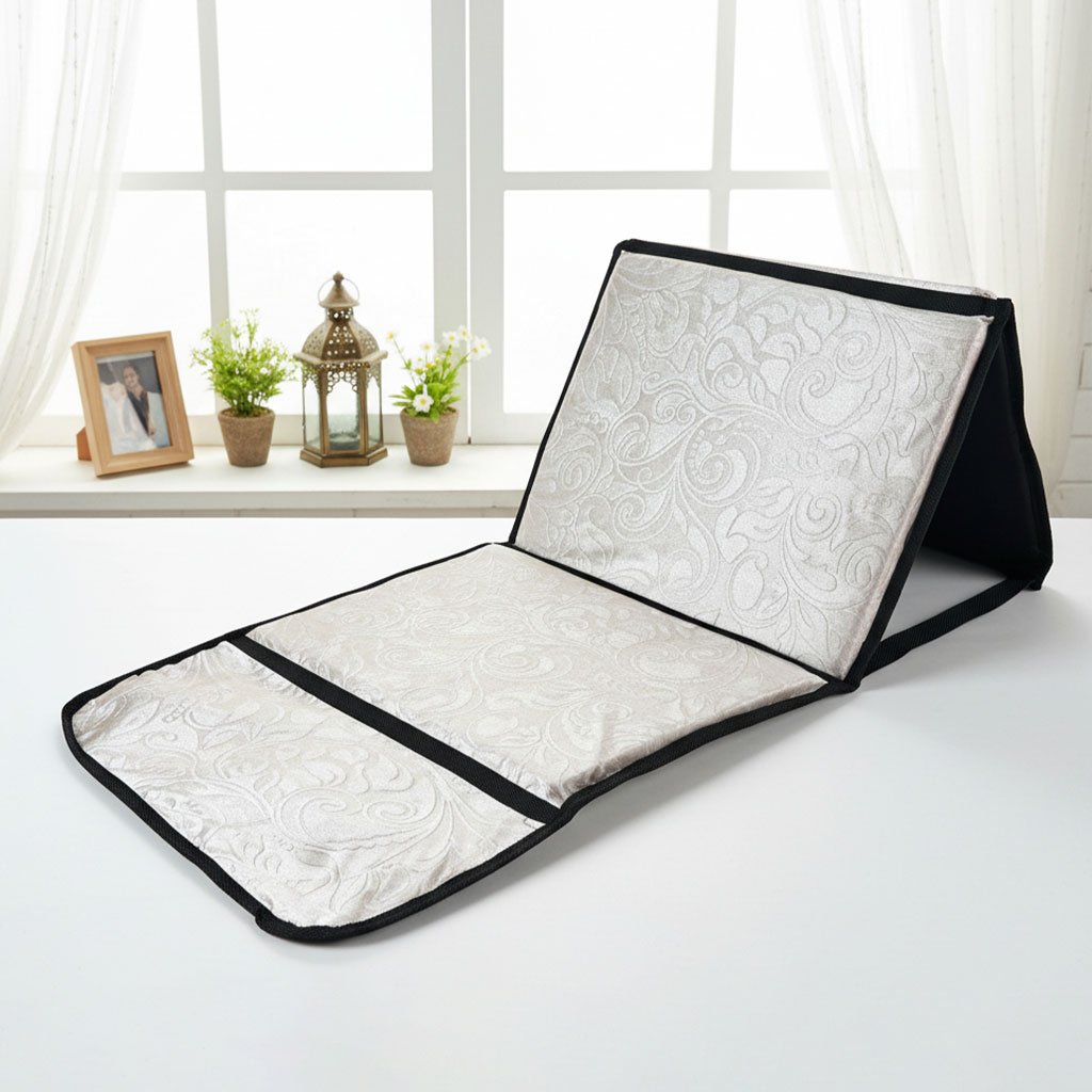 Tapis de Prière Sultan Pliable avec Dossier et Poche Arrière V2 – سجادة صلاة سلطان قابلة للطي مع مسند ظهر