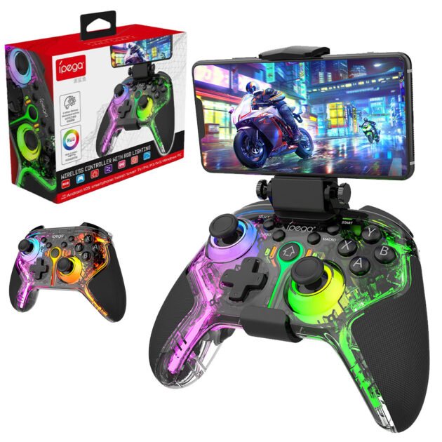 Manette de jeu sans fil IPEGA PG-9666TH avec poignets lumineux RGB - يد تحكم لاسلكية