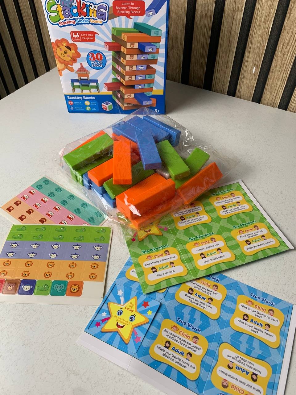Jeu de blocs de construction colorés à faire tomber 30pcs - لعبة هدم الأبراج