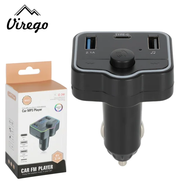 Transmetteur FM Bluetooth et Chargeur de Voiture 12-24V - شاحن متعدد المنافذ للسيارات والشاحنات